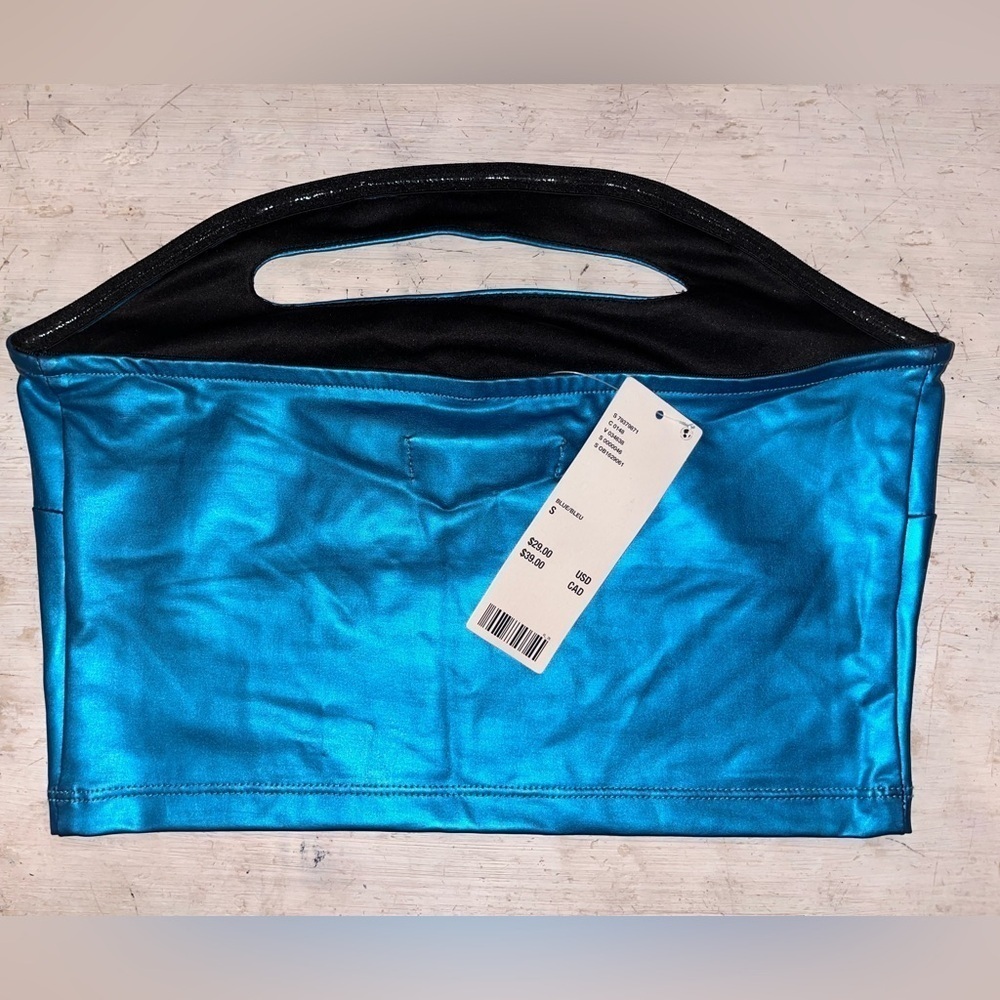 Urban Outfitters Blue Shiny Metallic Cutout Tube Top NWT | size Small - Picture 4 of 6